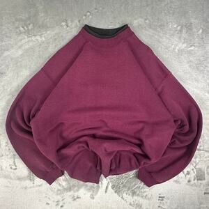 Distressed Vintage 90s Hanes Premium Double Crewneck PurpleBurgundy Sweatshirt L
